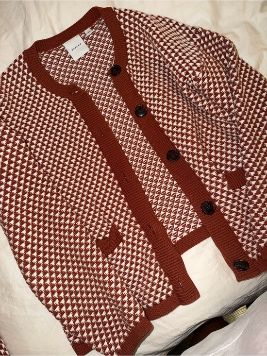 Varley Sweaters - Varley jenson stitch Rust & Cream Patterned Cardigan